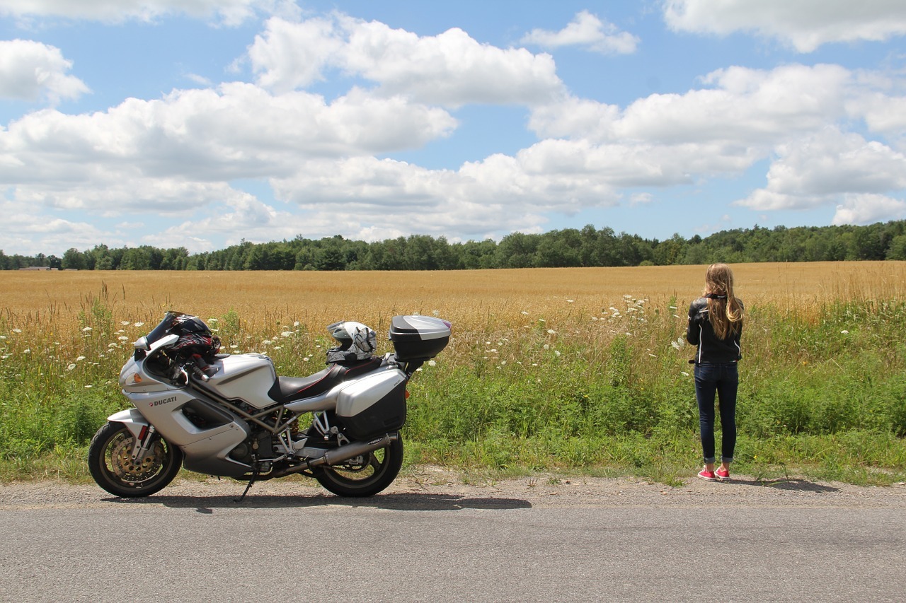 girl touring motorcycle