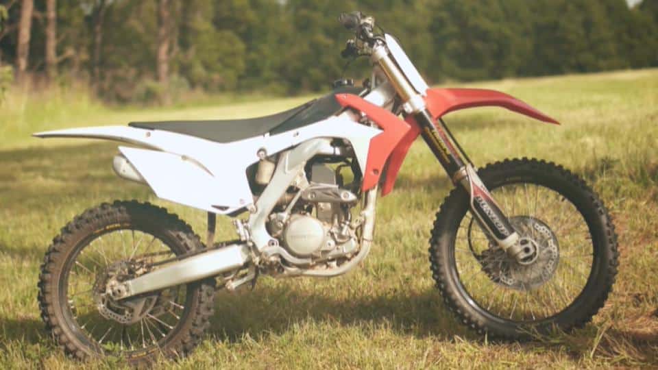 right side view of a dirt bike